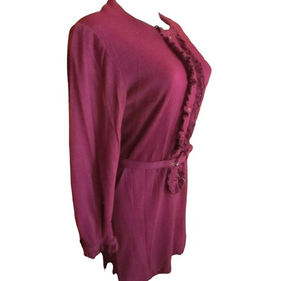 6 Vintage 1970's Women's Dress MINNESOTA WOOLENS ROYAL PURPE BELTED MOD ACRYLIC - Picture 1 of 8